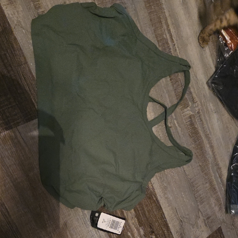 torrid Olive Ribbed Racerback Tank Top